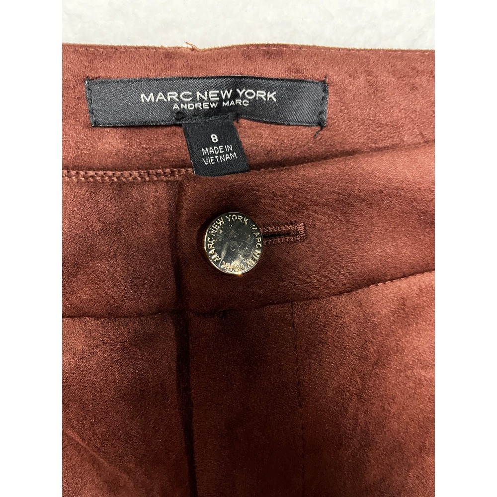 Marc New York Pants Womens 8 Brown Faux Suede Flare Leg High Rise Stretch‎ 3804 - Picture 3 of 8